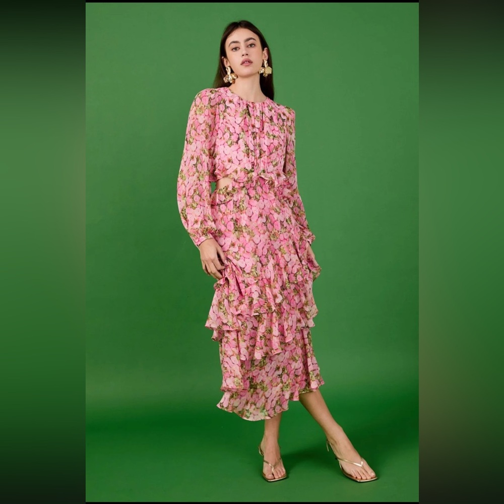 Endless Rose - Floral Print Off Waist Dress